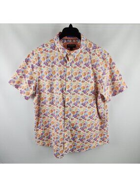Johnston Murphy Shirt Men XL Multi Rainbow Pineapple All Over Print Button Down